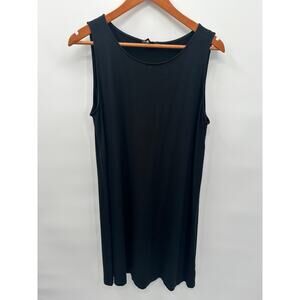 EILEEN FISHER Black Stretch Jersey Shift Dress // L